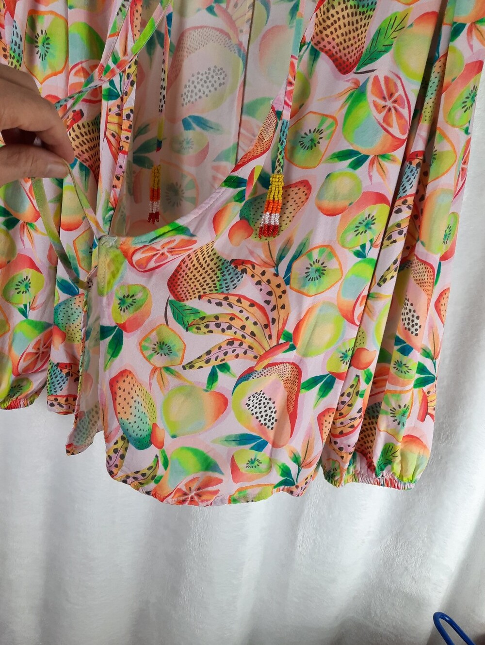 FARM Rio Anthropologie Citrus & Kiwi Wrap Top - Picture 11 of 16